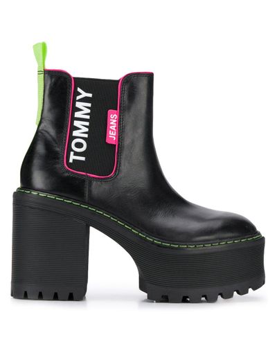 tommy jeans chelsea cleated heeled boot