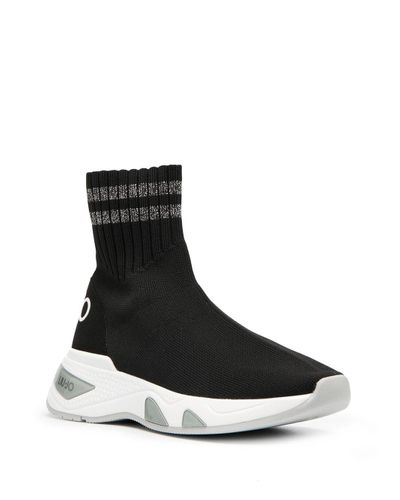 Liu Jo Chunky Sole Sock Sneakers in Black - Lyst