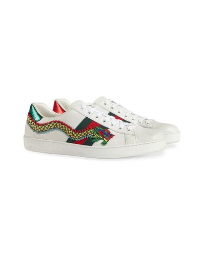 Zapatillas bajas Ace con bordados Gucci de hombre de color Blanco | Lyst