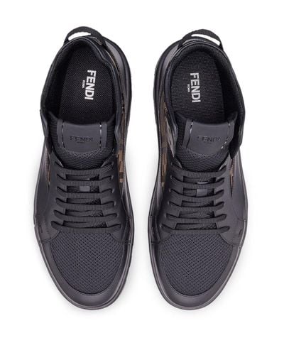 Fendi Leather Jacquard Ff Logo High-top Sneakers in Black for Men 