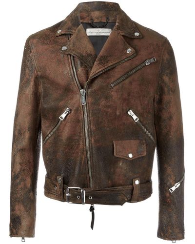 Golden Goose Leather Golden Biker Jacket in Brown for Men - Lyst
