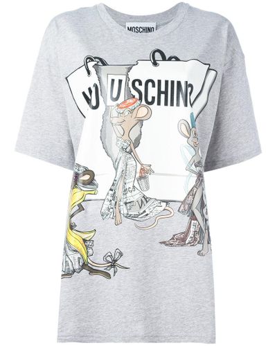 Moschino Cotton Rat-a-porter T-shirt in Grey (Gray) - Lyst