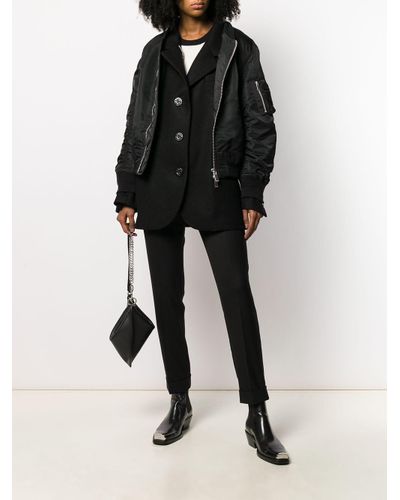 Sacai Wool Double Layer Bomber Jacket in Black - Lyst