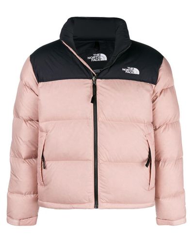 pink north face puffer coat