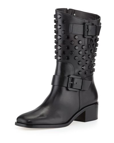 studded boots black