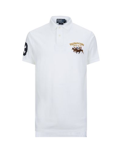 Polo Ralph Lauren Triple Pony Custom Fit Polo Shirt in White for Men - Lyst