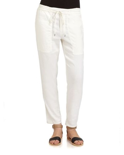 Vince Stretch Linen Jogger Pants in White | Lyst