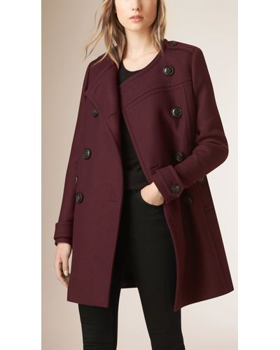 collarless wool blend coat
