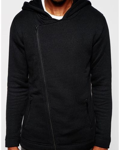asymmetric zip up hoodie