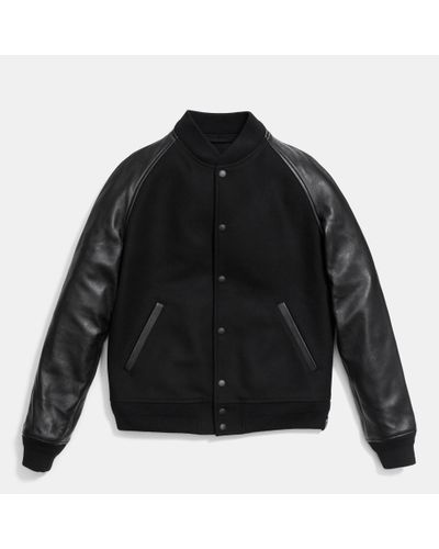 black leather baseball jacket