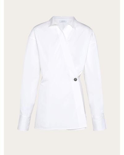 Ferragamo Damen Bluse mit asymmetrischem Verschluss - Weiß