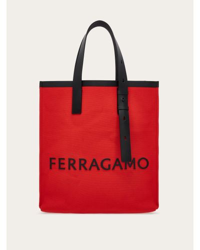 Ferragamo Tote Bag With Signature - Red