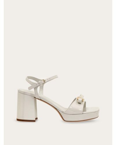 Ferragamo Platform Sandal With Mini Bow - Natural