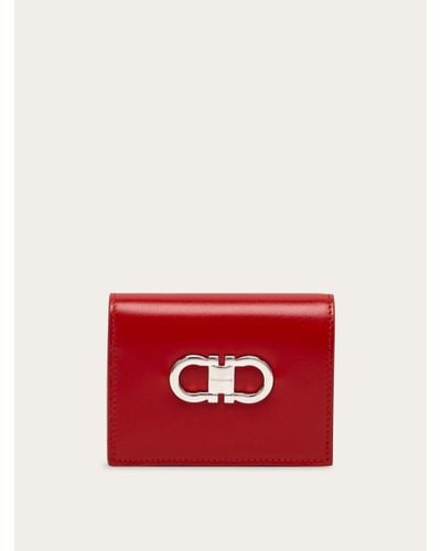 Ferragamo Gancini compact wallet - Rouge