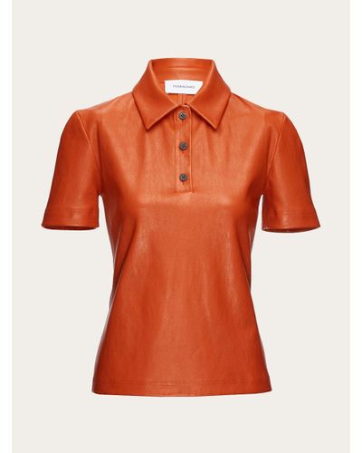 Ferragamo Damen Polohemd aus Nappaleder - Orange