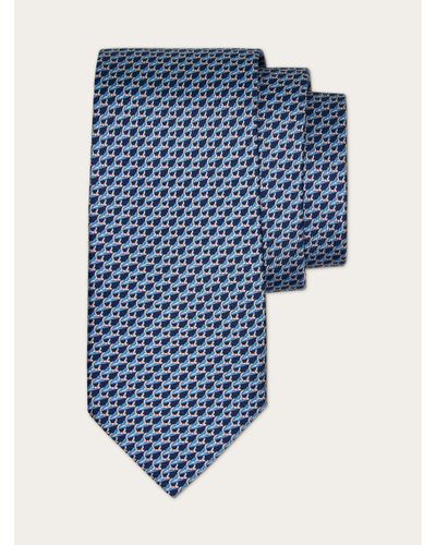 Ferragamo Cravatta in seta stampa Sole - Blu
