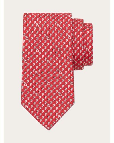 Ferragamo Parrot Print Silk Tie - Red