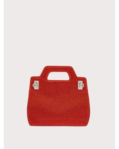 Ferragamo Donna Mini Bag Wanda Con Cristalli - Rosso
