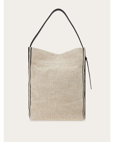 Ferragamo Jacquard Fabric Tote Bag - Natural