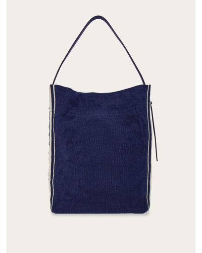 Ferragamo Jacquard Fabric Tote Bag - Blue