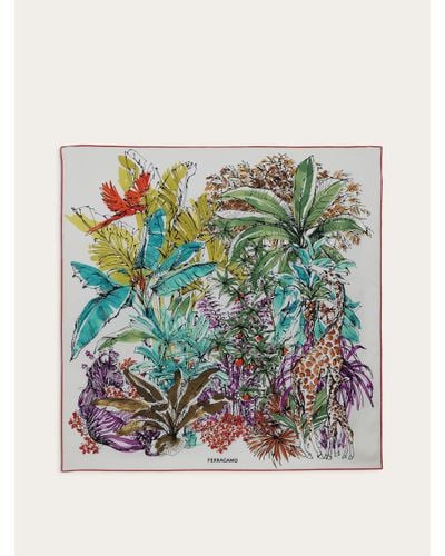 Ferragamo Jungle Print Silk Foulard - Multicolor