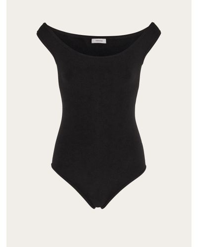 Ferragamo Low Cut Round Neck Bodysuit - Black