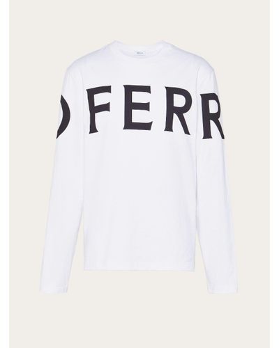 Ferragamo Long Sleeved T-shirt With Graphic Logo - White