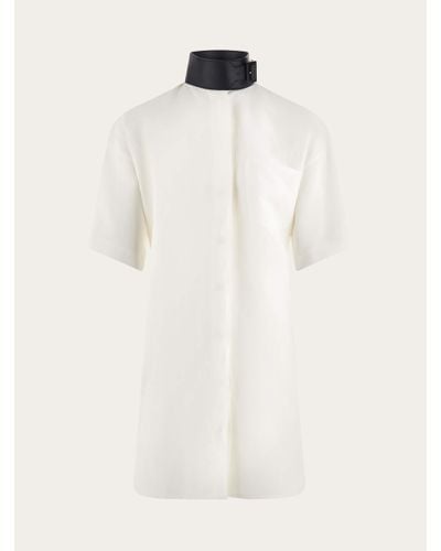 Ferragamo Shirt With Eco-Leather Collar - White