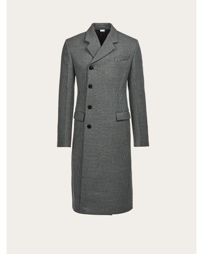 Ferragamo Herren Zweireihiger Mantel mit Hahnentrittmuster - Grau
