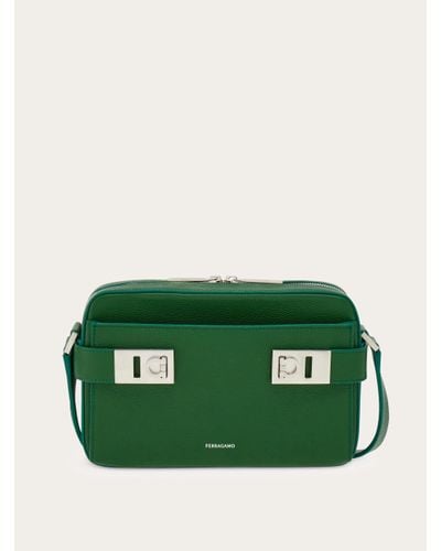 Ferragamo Shoulder Bag With Gancini Buckles - Green