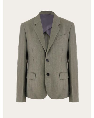 Ferragamo Single Breasted Tailored Blazer - Green