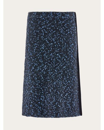 Ferragamo Knitted Bouclé Skirt - Blue