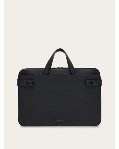 Ferragamo Business Bag With Gancini Buckles - Black