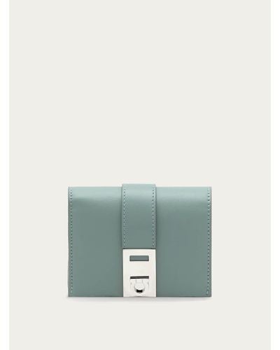 Ferragamo Hug Two-Tone Wallet With Strap - Green