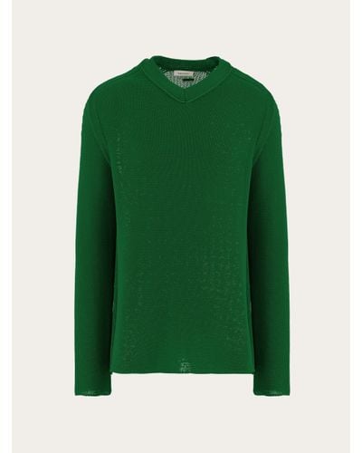 Ferragamo Herren Pullover mit V-Ausschnitt - Grün