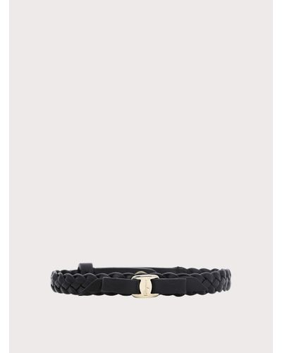 Ferragamo Vara Braided Single Wrap Leather Bracelet - Black
