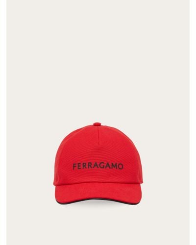 Ferragamo Baseball Cap With Signature - Red