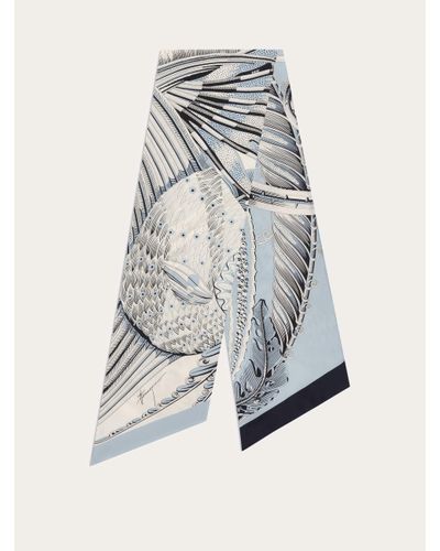 Ferragamo Fish Print Silk Bandeau - White