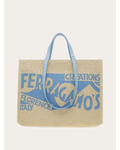 Ferragamo Tote Bag With Logo (l) - Blue