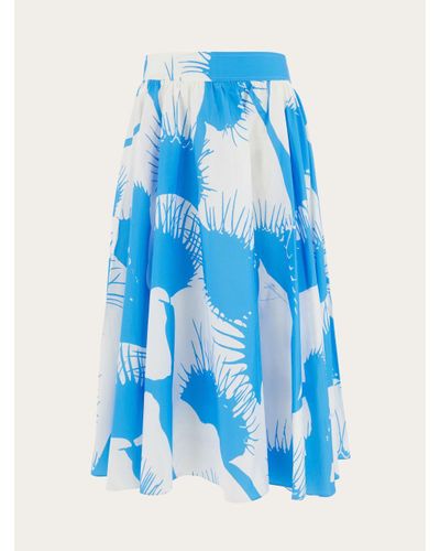 Ferragamo Venus Print Flared Skirt - Blue