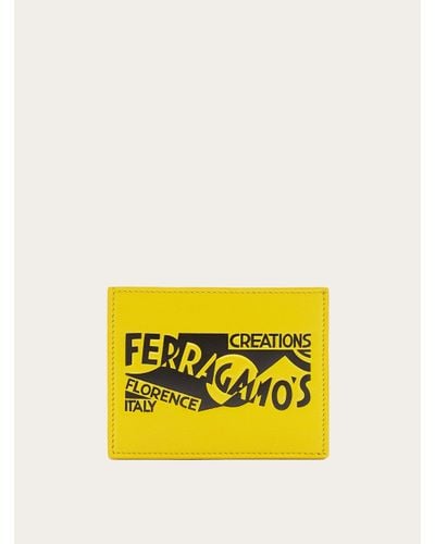 Ferragamo Hommes Porte-Cartes De Crédit Avec Logo Jaune