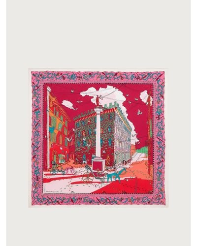Ferragamo Damen Seidenhalstuch mit Palazzo-Print - Pink