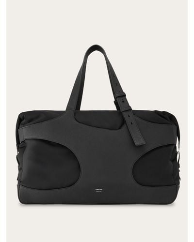 Ferragamo Men Duffle Bag With Cut-out Detailing - Black