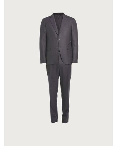Ferragamo Check Suit In Wool - Blue