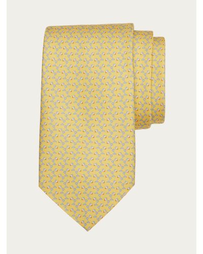 Ferragamo Tag Print Silk Tie - Yellow