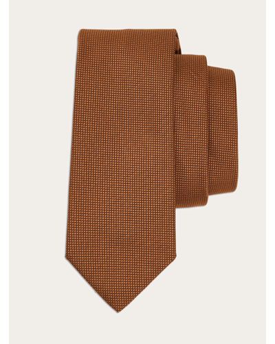 Ferragamo Cotton And Silk Piquet Tie - Brown