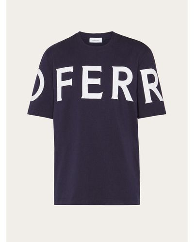 Ferragamo Short Sleeved T-shirt With Graphic Logo - Blue