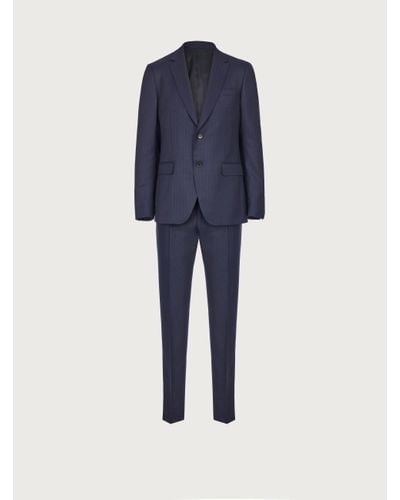 Ferragamo Check Suit In Wool - Blue