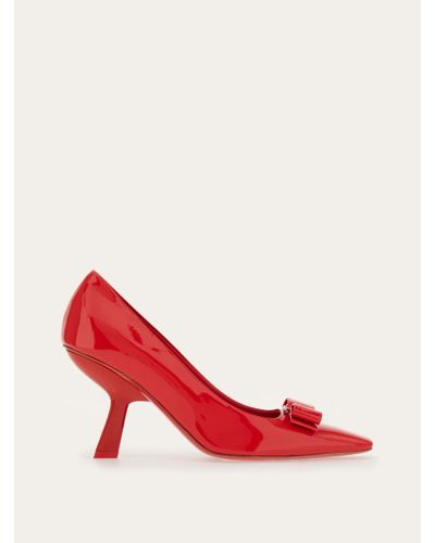 Ferragamo Vara Bow 85mm Patent Leather Court Shoes - Red