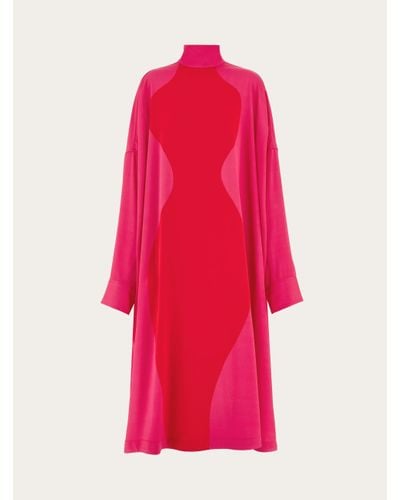 Ferragamo Mujer Vestido Túnica Con Estampado Hourglass Rosa
